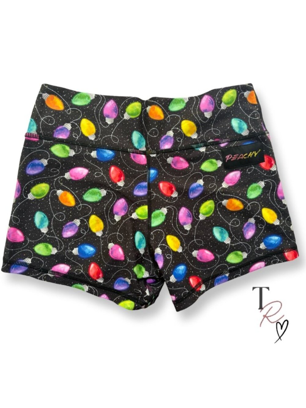 Peachy Athletic NWOT Crossfit Gym Booty Shorts Christmas Print Size Medium
